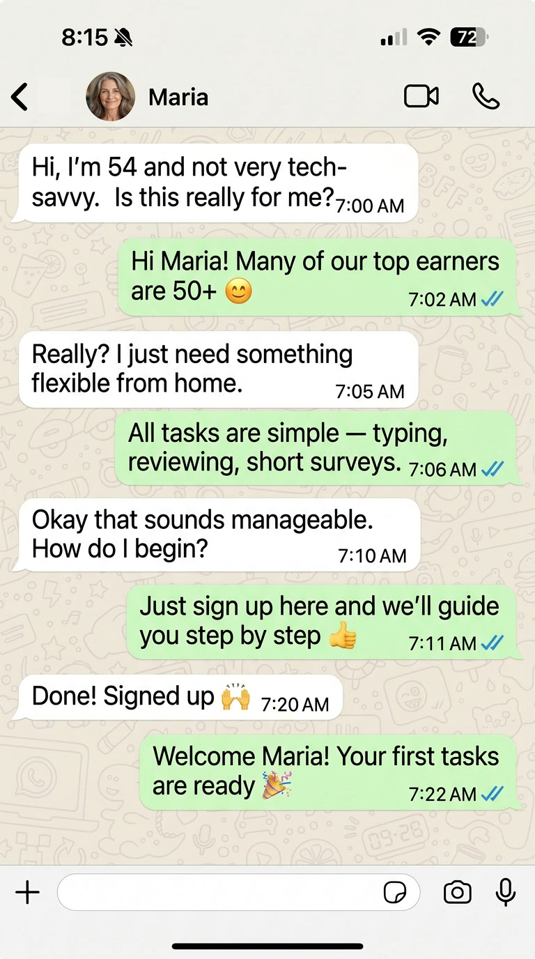 Maria testimonial conversation screenshot